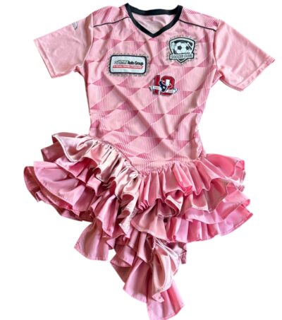 Upcycled soccer pink mini dress