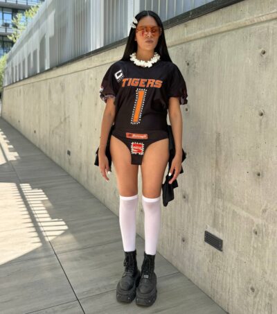 Upcycled jersey dress Tigers 1