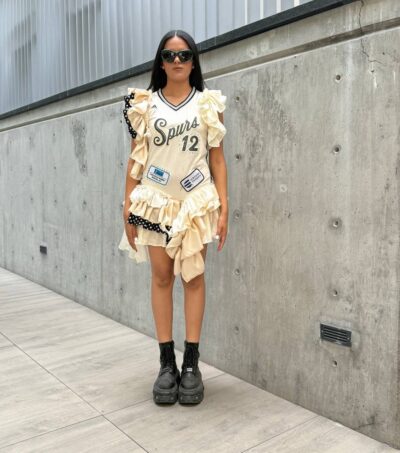 Mini jersey dress “Spurs 12” with Polka Dot details