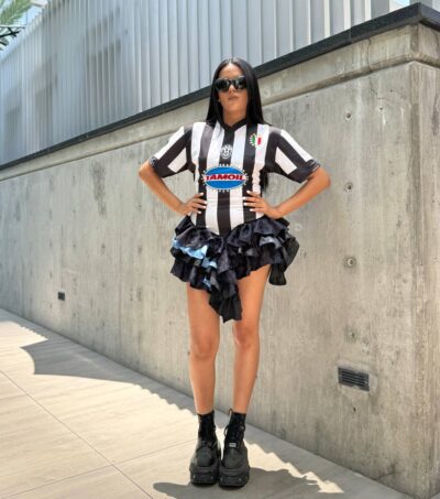 Black & blue jersey dress "Tamoil"