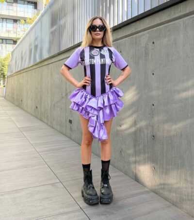 lilac football jersey dress