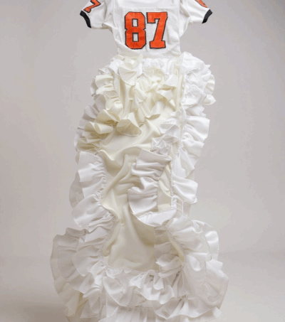 Floor-length upcycled jersey dress 87